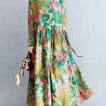 National Style Flower Printed Long Dress