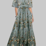 Temperament waist slim fit V-neck long sleeve dress