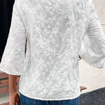 Solid Color Lace Embroidered Floral Loose Casual Top