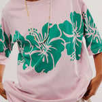 Floral Print Loose Round Neck Short Sleeve T-shirt