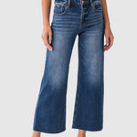 Risen Jenny High Rise Raw Hem Crop Wide Leg Jeans