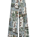 Terrace View Off Shoulder Tie Loose Top and Elastic Waist Unique Print Loose Pants Set