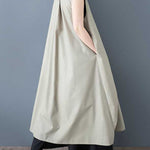 A-Line Loose Pockets Solid Color Tied Zipper V-Neck Midi Dresses Shirt Dress