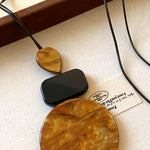 Vintage geometric resin pendant long necklace