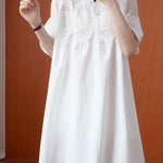 Original Solid Lace Split-Side Short Sleeve A-Line Mini Dress