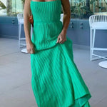 Women's Tube Top Slim High Waist Sling Knitted Dress Seaside Vacation Pleated Long Skirt