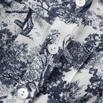 Loose Puff Sleeves Pleated Printed Split-Joint Tied Waist Lapel Mini Dresses Shirt Dress