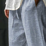 Classic Striped With Pocket Lace-Up Split Trousers