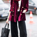Golden velvet temperament party ladies mid-length suit jacket