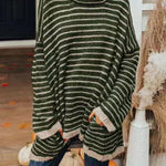 PERFECT TIMING STRIPE POCKETED TUNIC SWEATER