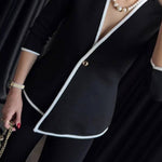 Fashion Contrast V-Neck Jacket