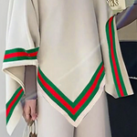 Irregular Clipping Loose Asymmetric Striped High Neck Sweater Tops