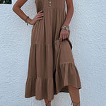 Sleeveless loose casual solid color vest dress