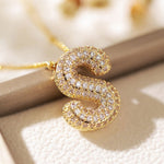 Pavé Bubble Letter Monogram Necklace