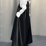 A-Line Loose Asymmetric Pleated Solid Color Split-Joint Square-Neck Midi Dresses Slip Dress