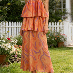 Sleeveless Backless Printed Ruffled Halter-Neck Maxi Dresses