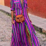 BOHEMIAN MULTICOLOR STRIPED DRESS