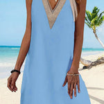A-line Loose Hollow Split-Joint V-neck Mini Dresses