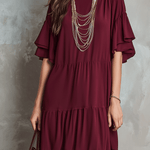 Bohemian Burgundy Tiered Maxi Dress