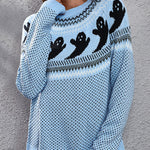 women's halloween ghost retro polka dot long sleeve knitted sweater