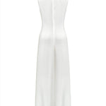 Sleeveless Gauze Pleated Solid Color Split-Joint Round-Neck Evening Dresses Maxi Dresses