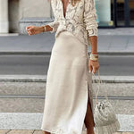 Fashion Knitted Hollow Crochet Lace Long Sleeve Shirt Top