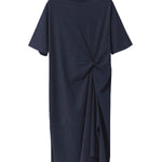 Original Solid Color Irregularity Pleats Midi Dress