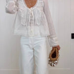 Romantic Lace Tie Sheer Chiffon Top