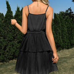 Casual solid color V-neck tie-waist suspender dress
