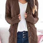 Knitted Solid Color Button Down Chunky Outwear Cardigan