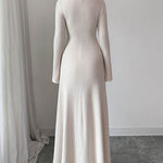 Bodycon False Two Ribbed Knit Split-Joint Lapel Maxi Dresses Sweater Dresses