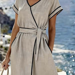 Women'S Casual Color-Block Striped Dress