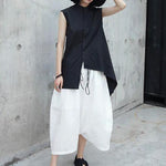 Loose White Linen Split-Side Harem Pants