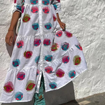 Take Me To Cabo Ethnic Unique Print Button Loose Shirt Midi Dress