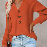 🧹Women'S Solid Color Casual V-Neck Pullover Sweater