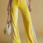 Vintage And Elegant Silver-trimmed Velvet T-shirt And Trousers Set.