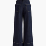 High Waisted Wide Leg Pockets Jean Pants Bottoms