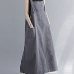 Casual Solid Color With Pocket Suspender Dress