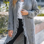 Casual Fringed Trim Weave Cardigan Collar Outerwear