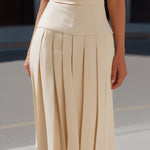Sleeveless V-neckline Pleated Midi Dress
