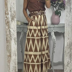Unique Print Loose Pocket Holiday Maxi Skirt