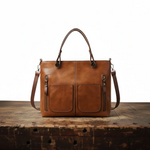 Double Pocket Leather Handbag