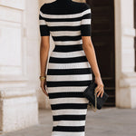 Elegant Rib-Knit Mock Neck Bodycon Midi Dress