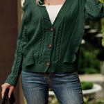 Ruffle Cropped Button Down Knitted Cardigan
