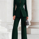 High Waisted Wide Leg Solid Color Pants Suits Bottoms