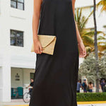 Sleeveless halter neck sexy open back solid color dress