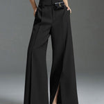 Loose Wide Pants High-Waisted Pleated Split-Front Pants Trousers