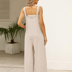 Women's Summer Cotton Linen Overalls â€?Adjustable & Relaxed Fit Jumpsuit