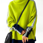 Long Sleeves Contrast Color Split-Joint High Neck Hoodies&Sweatshirt Sweatshirt Tops Tops
