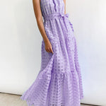 Loose Sleeveless Plaid Ribbed Stand Collar Maxi Dresses